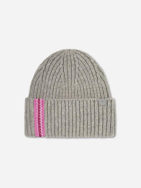 UGG ® Women's Chunky Rib ®braid Beanie in Cobble/Bright Fuchsia