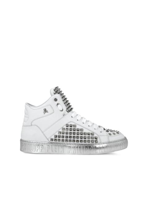 stud-detail leather sneakers