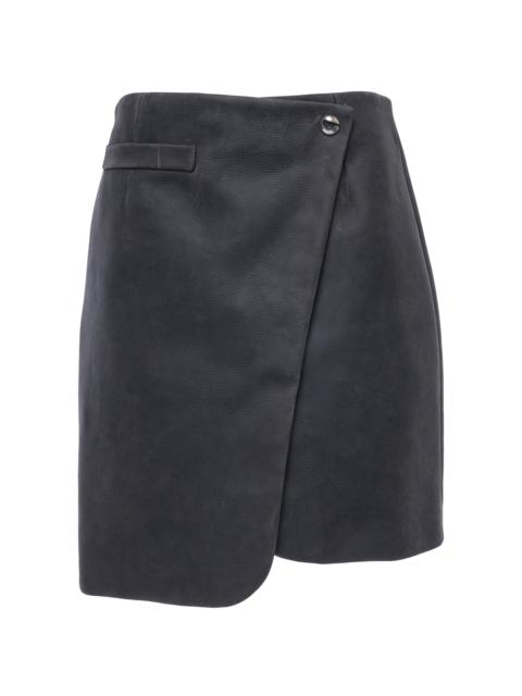 COPERNI Wrap-Front Leather Mini Skirt grey