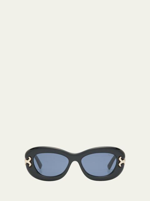 PUCCI Filigree Acetate Oval Sunglasses