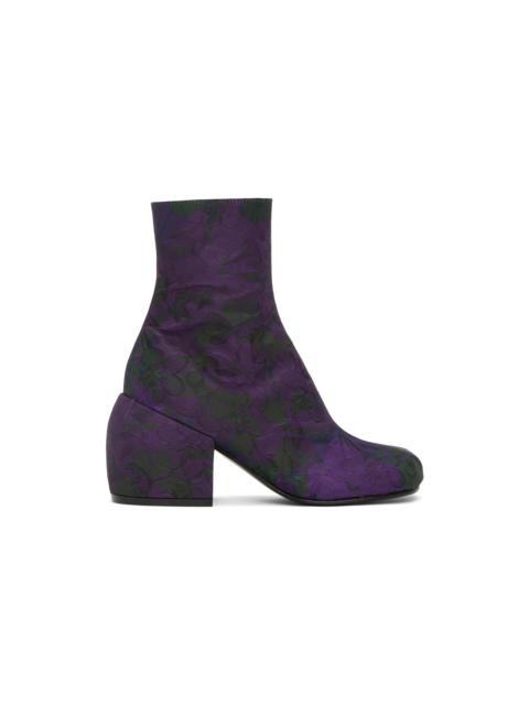 Dries Van Noten Purple Floral Zip Boots