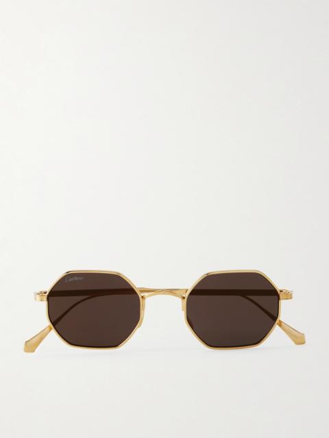 Cartier Octagon-frame Gold-tone Sunglasses