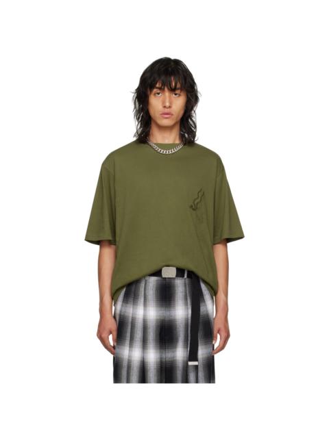 LU'U DAN Khaki Embroidered T-Shirt