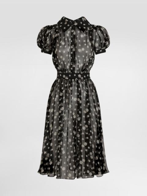 Dolce & Gabbana Small rose and polka dot-print chiffon dress