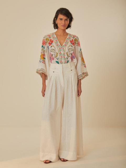 FARM RIO White Euroflax™ Premium Linen Pleated Pants