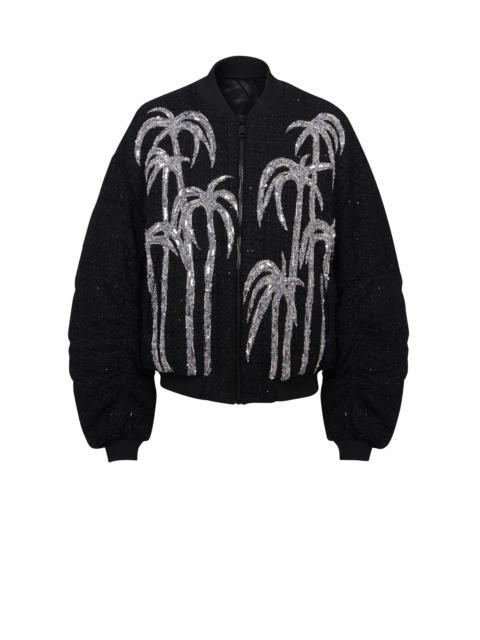 Balmain Tweed bomber jacket with palm tree embroidery