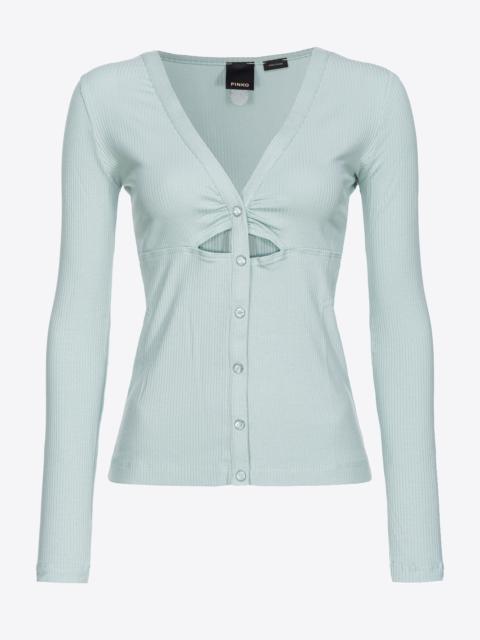 PINKO RIBBED SWEATER WITH MOTHER-OF-PEARL BUTTONS