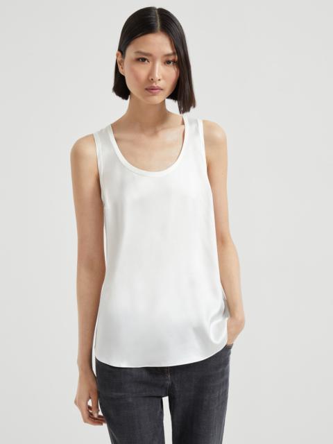 Brunello Cucinelli Stretch silk satin reversible top