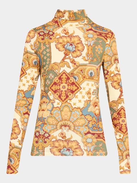 Cara Cara Piper Printed Cotton Turtleneck Top