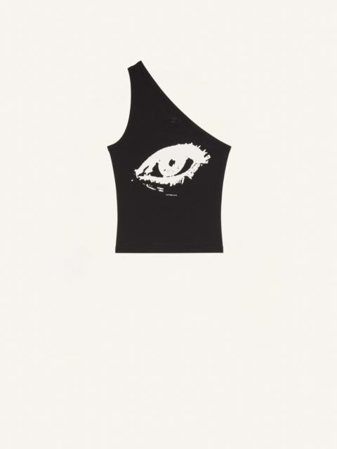 courrèges ASYMETRICAL PRINTED TANK TOP
