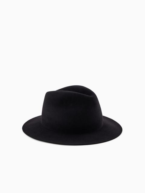 GIORGIO ARMANI Wide-brimmed, rabbit-fur hat