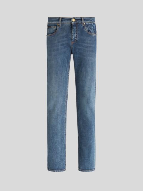 Etro COTTON DENIM JEANS WITH PAISLEY EMBROIDERY