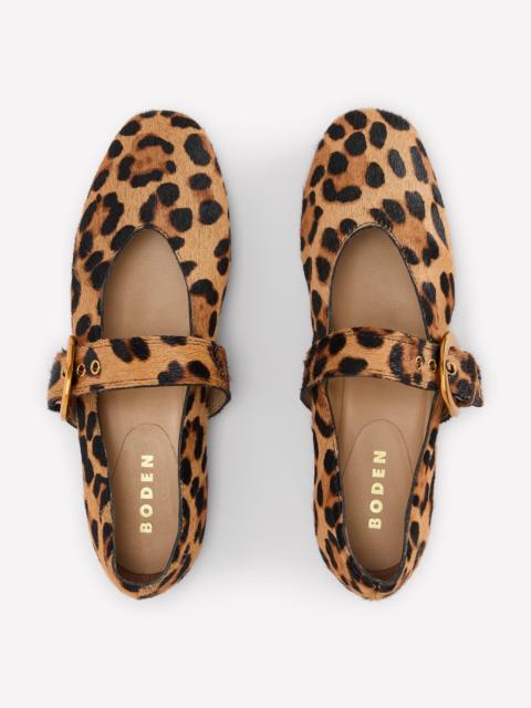 BODEN Kylie Flat Buckle Mary Janes-Classic Leopard