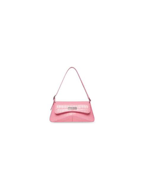 BALENCIAGA Women's Xx Small Flap Bag Crocodile Embossed in Pink