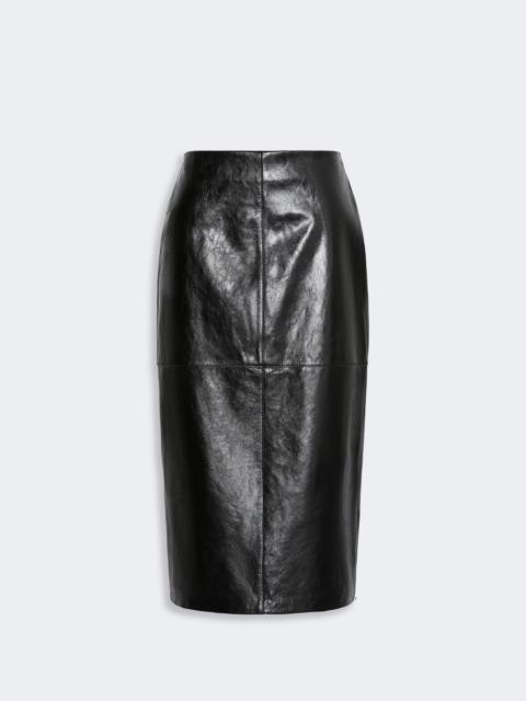 Sportmax LAPPOLE Nappa-leather midi skirt - BLACK