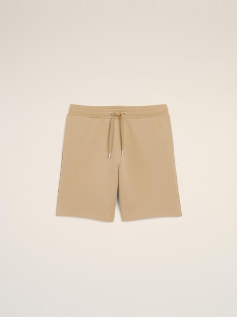 AMI Paris BEIGE COTTON SHORTS WITH EMBOSSED AMI DE COEUR