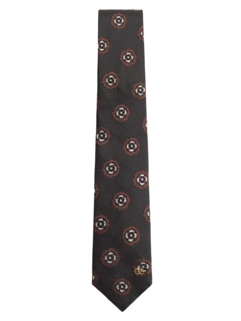 Valentino Men's Valentie Silk Jacquard Tie with Geometric Pattern - Black Multi