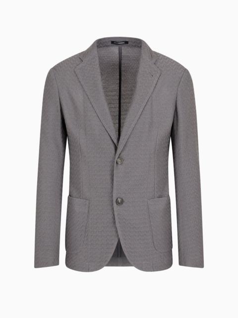 Ultra-lightweight, virgin-wool jacquard knit single-breasted jacket