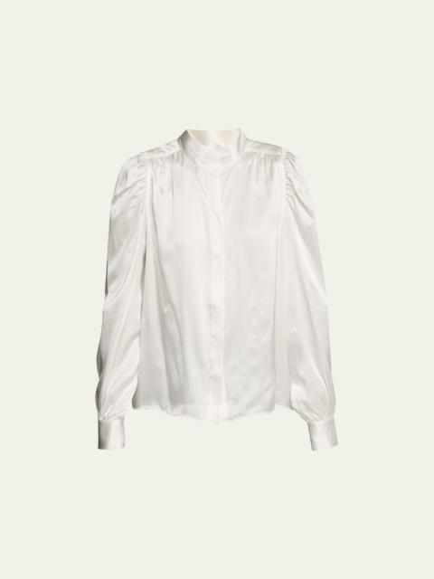 Gillian Long-Sleeve Silk Top