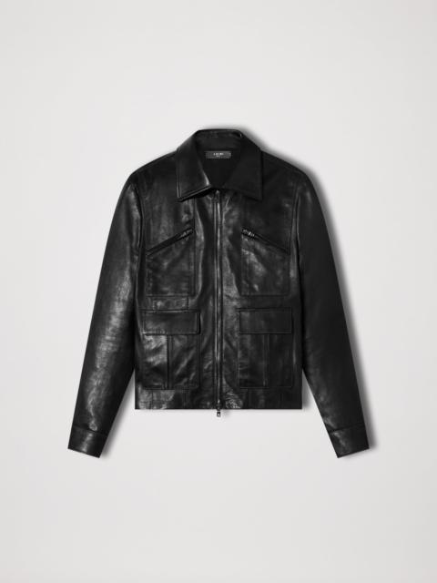 AMIRI RETRO LEATHER ZIP UP JACKET
