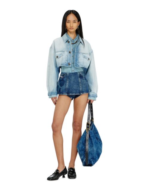 Diesel DENIM PEPLUM SHORTS WITH SHADOW PATCHES