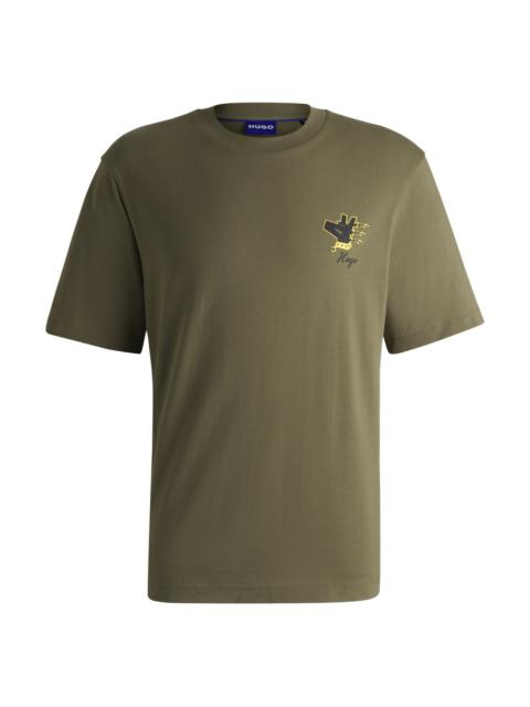 HUGO COTTON-JERSEY T-SHIRT WITH GRAPHIC PRINTS