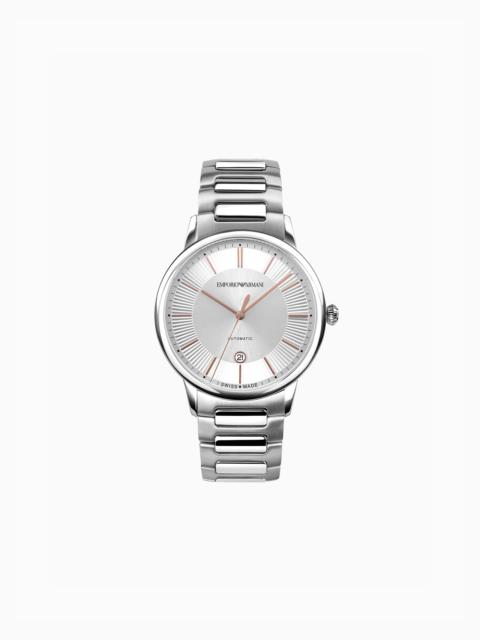 EMPORIO ARMANI SWISS MADE AUTOMATIC STAINLESS STEEL WATCH