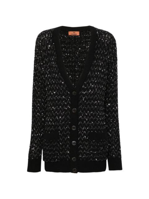 zigzag-knit sequinned cardigan