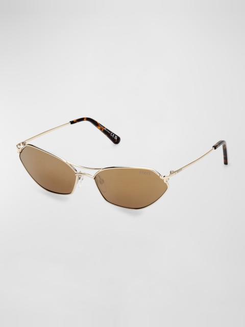 EMILIO PUCCI Geometric Metal & Acetate Rectangle Sunglasses