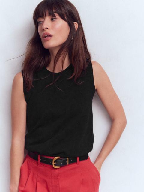 BODEN Emilia Cotton Crew Neck Vest-Black