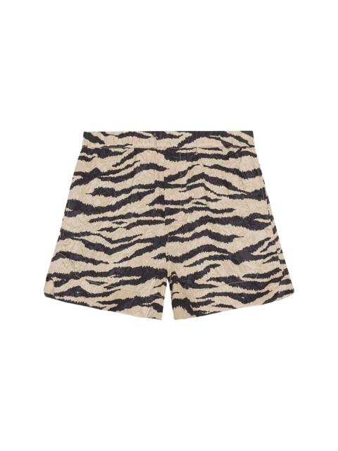 GANNI zebra-print crinked shorts