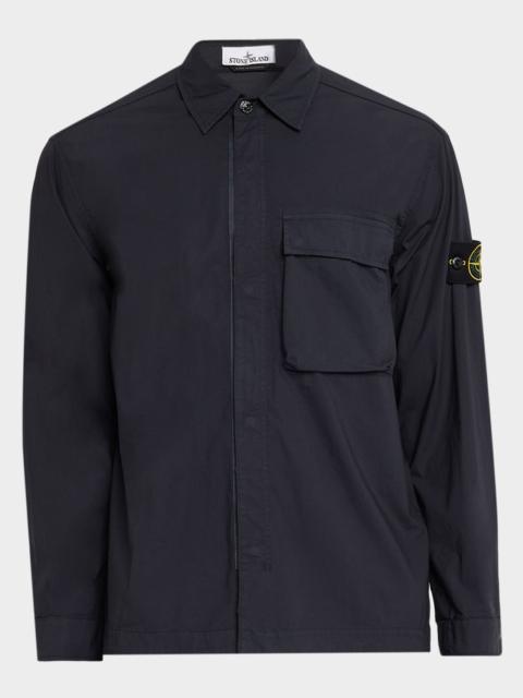 Stone Island Men's Cotton Concealed Snap-Front Shirt