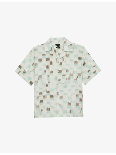 REISS Vespucci Brushstroke-Print Cotton Shirt