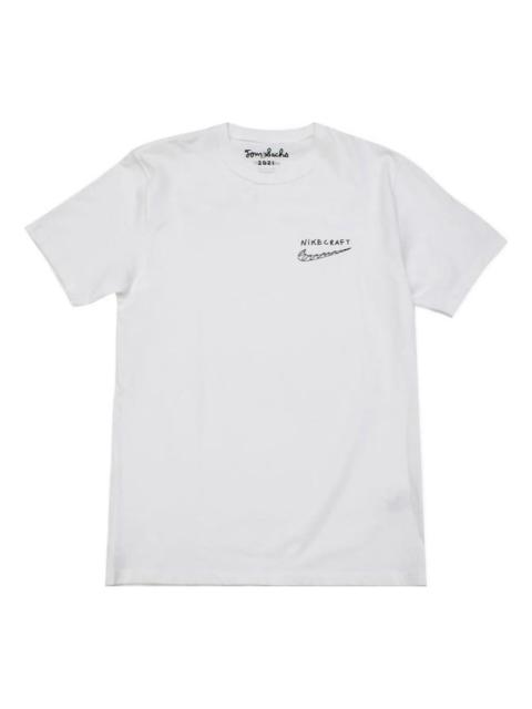 Nike Solid Color Minimalistic Alphabet Logo Printing Round Neck Short Sleeve Unisex White T-Shirt DM