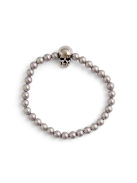 Alexander McQueen Skull Beaded Bracelet in Silver