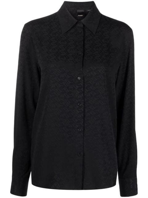 monogram pattern button-up shirt