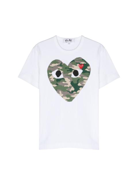 camouflage heart-print cotton T-shirt