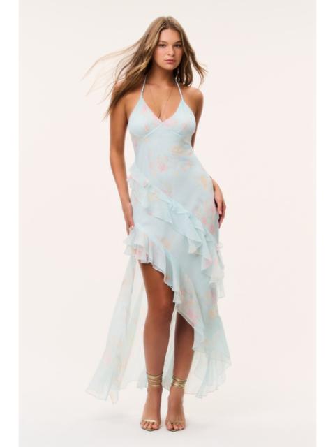 LoveShackFancy Vailo Floral Silk Chiffon Dress