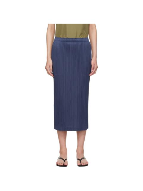 Pleats Please Issey Miyake Navy May Loop Bottoms Midi Skirt
