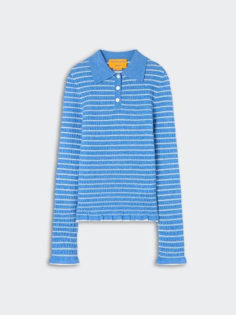 GUEST IN RESIDENCE Smocked L/S Shrunken Polo