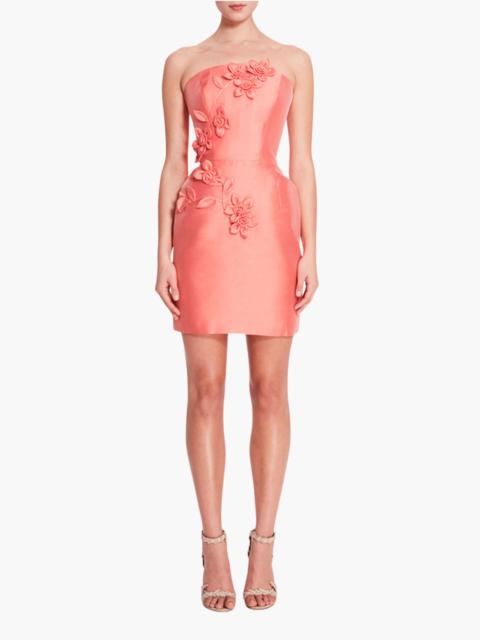 Marchesa FLORAL MIKADO MINI DRESS