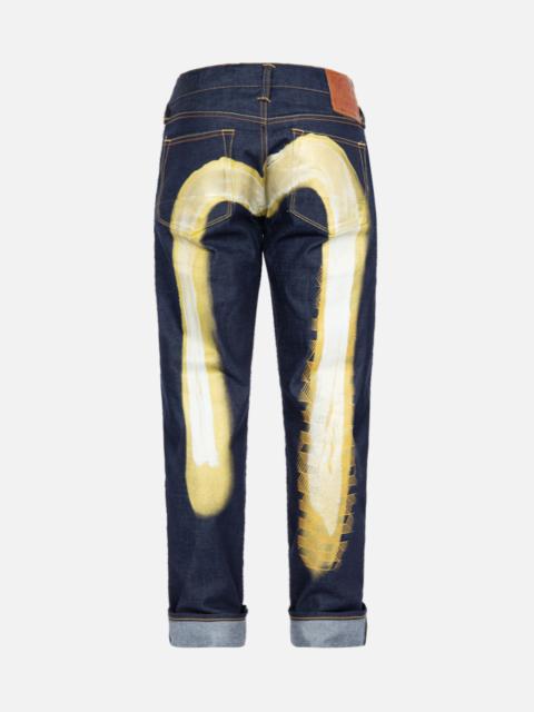 EVISU 2-Layer Hand-brushed Daicock Foil Print Slim-Fit Jeans #2010