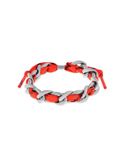 Malibu Gourmette Bracelet in Antique Silver/neon Orange