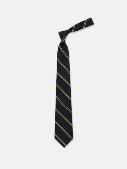 J. PRESS MADE-IN-UK NAVY & GOLD DOUBLE STRIPE IRISH POPLIN TIE