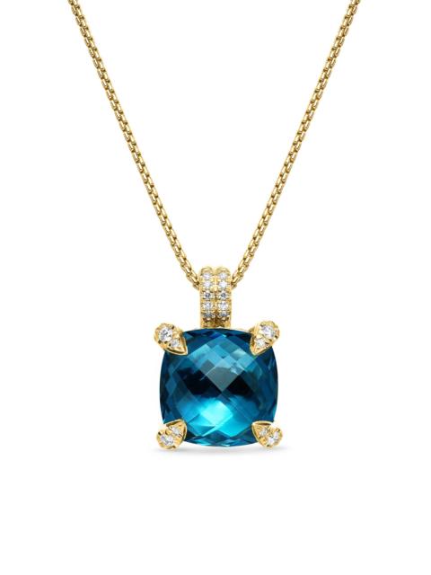 DAVID YURMAN Women's Chatelaine Pendant Necklace in 18K Yellow Gold with Pavé Diamonds - Hampton Blue Topaz