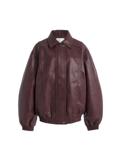 The Frankie Shop Prescott Faux Leather Jacket burgundy