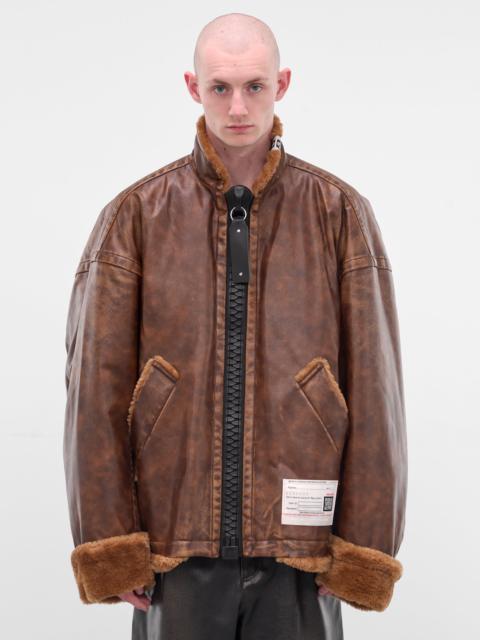 Maison MIHARAYASUHIRO Brown Oversized Leather Shearling Jacket