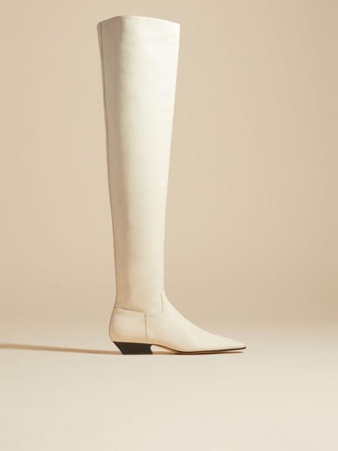 The Marfa Over-the-Knee Flat Boot in Off-White Leather