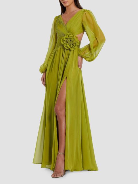 MAC DUGGAL Women's Ruched Chiffon A-Line Gown - Apple Green