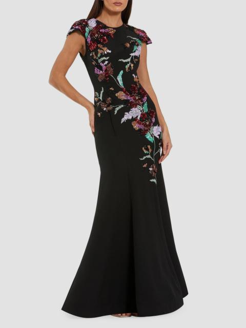 MAC DUGGAL Women's Floral Sequin-Embellished Crepe Mermaid Gown - Black Multi